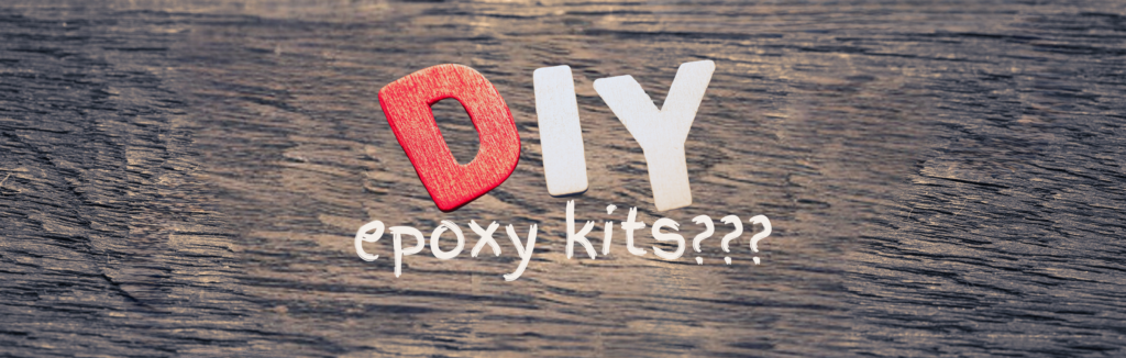 DIY epoxy kits text on rustic wood background