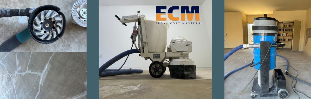 Epoxy floor grinder used for surface preparation with ECM logo