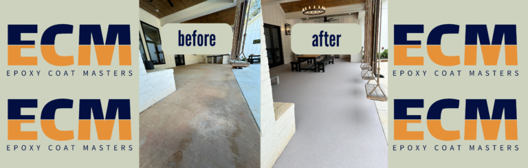 ECM logo with outdoor patio and quartz coating, promoting curb appeal in Hideaway, TX.